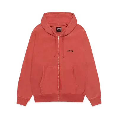 Stussy Smooth Stock Zip Hoodie Pigment Dyed "Guava"