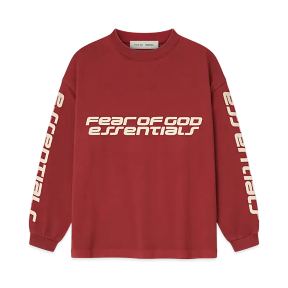 FEAR OF GOD ESSENTIALS Kids Long Sleeve Tee "Crimson"