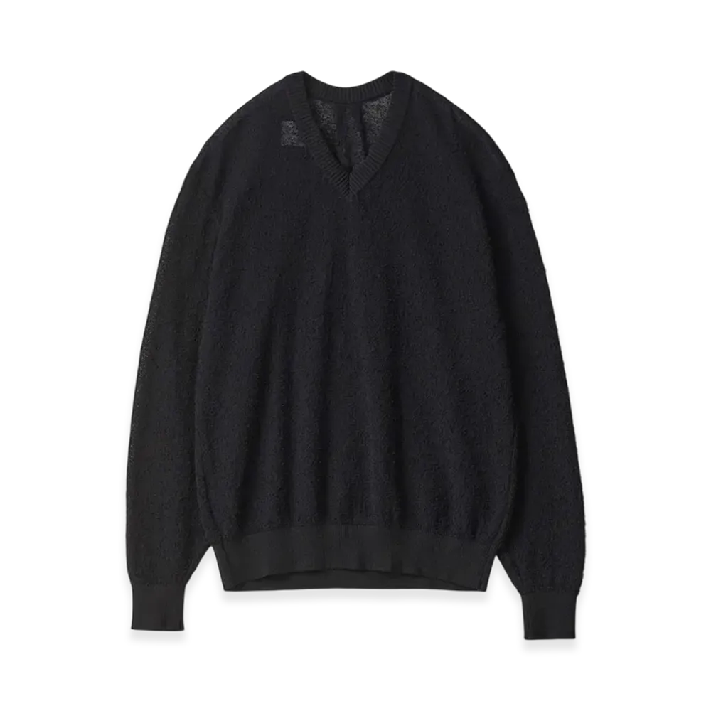ssstein Sheer Light Knit V Neck LS "Black"