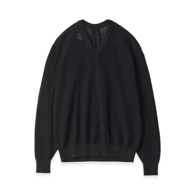 ssstein Sheer Light Knit V Neck LS "Black"