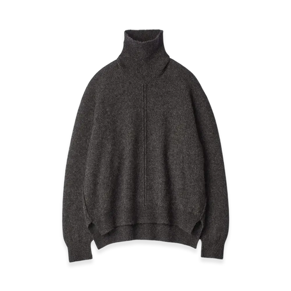 ssstein Wool/Alpaca Knit Loose Turtle Neck Po "Charcoal"