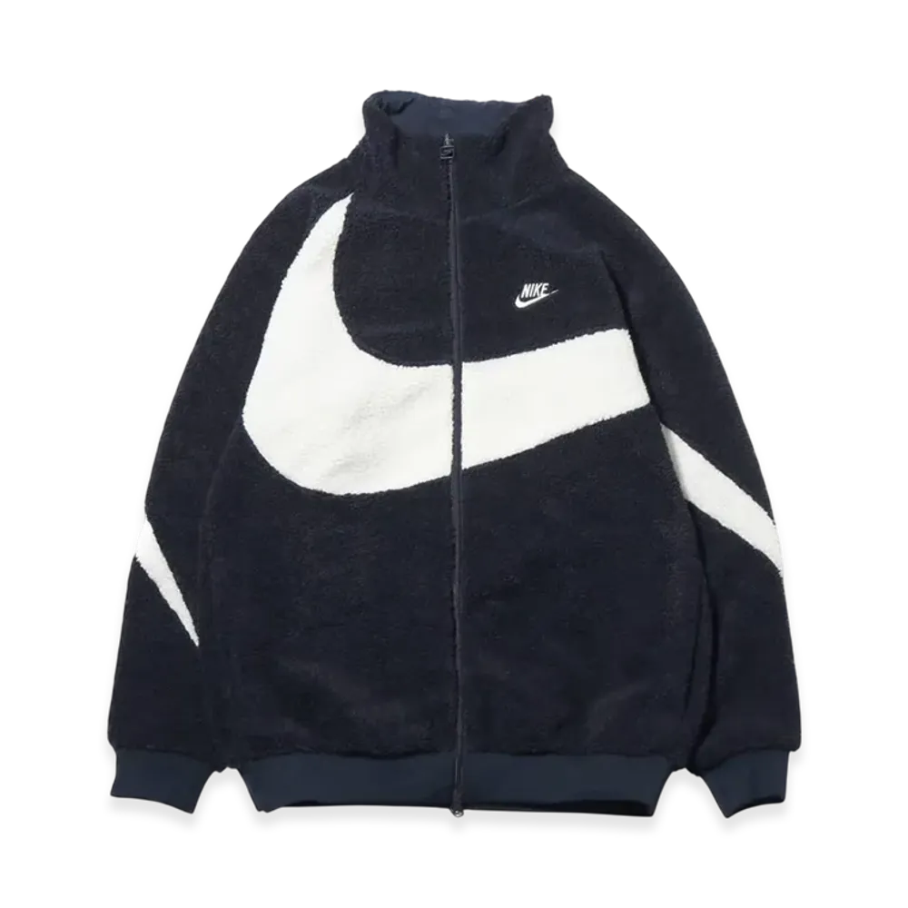 Nike Big Swoosh Reversible Boa Jacket "Dark Obsidian/Sail"