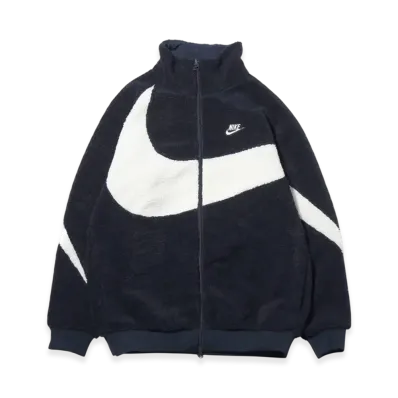 Nike Big Swoosh Reversible Boa Jacket "Dark Obsidian/Sail"