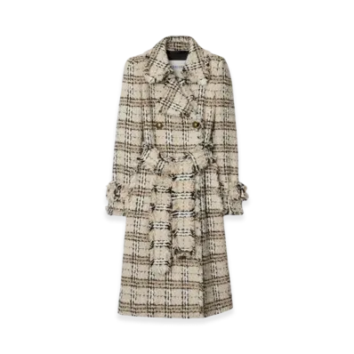 Burberry Check Boucle Coat "String/Fossil"