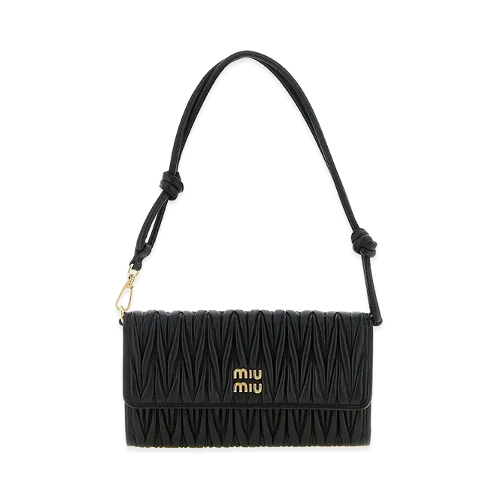 MIU MIU Women's Wallet On Chain Nappa Matelasse "Black"