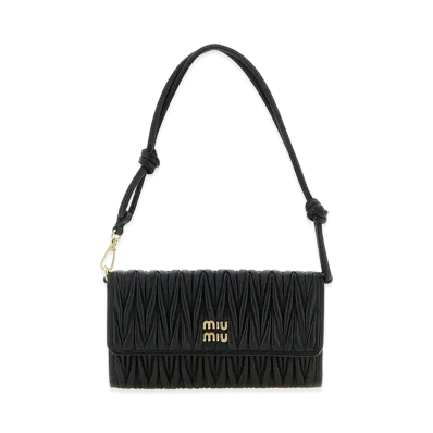 MIU MIU Women's Wallet On Chain Nappa Matelasse "Black"