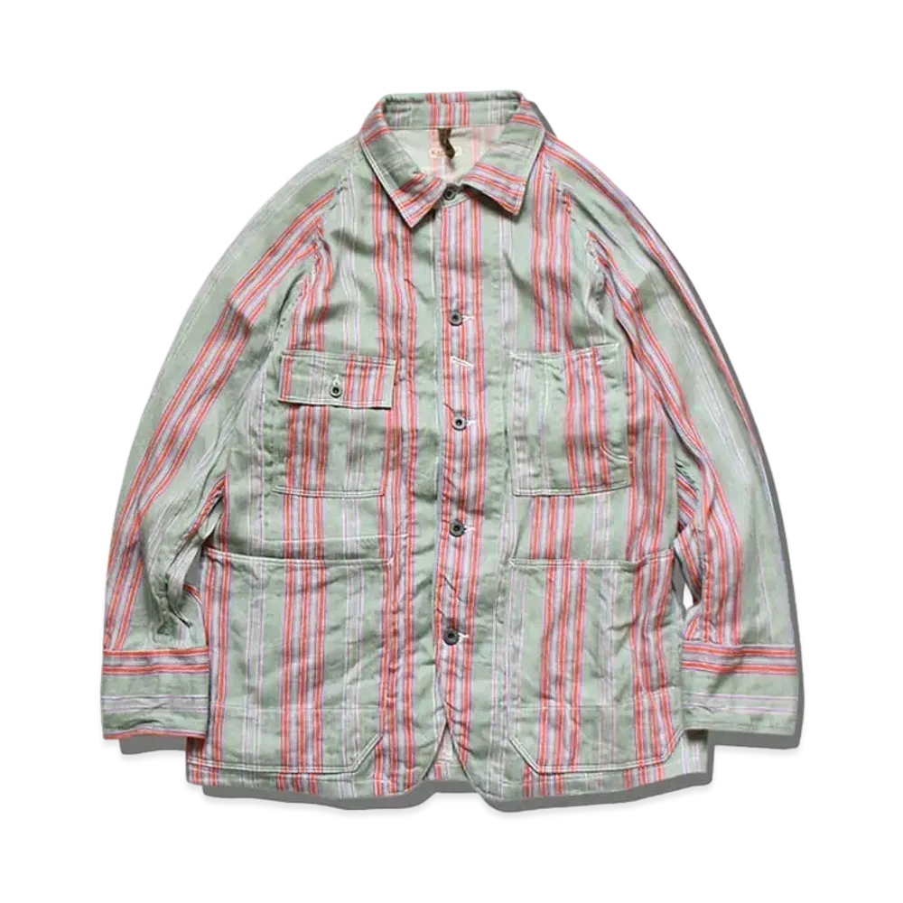 KAPITAL LINEN CARIBBEAN SHADOW STRIPED CACTUS COVER ALL "Mint Green"