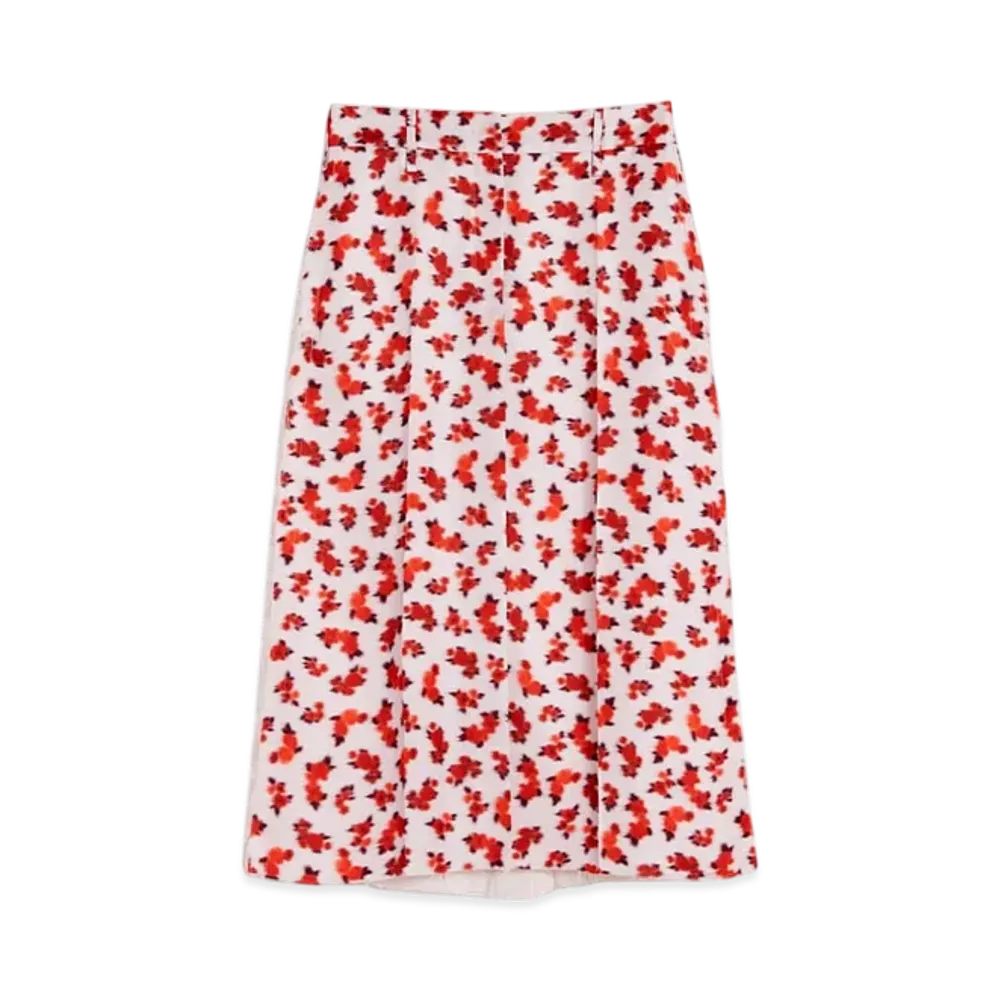 Jil Sander Fluid Viscose Printed Skirt "Raspberry Cream"