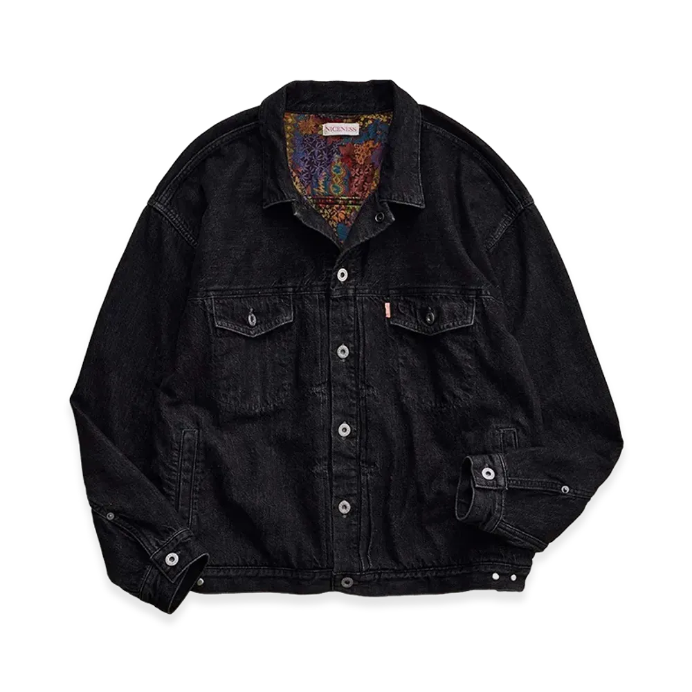 NICENESS Sterling British Trucker Denim Jacket "Black"