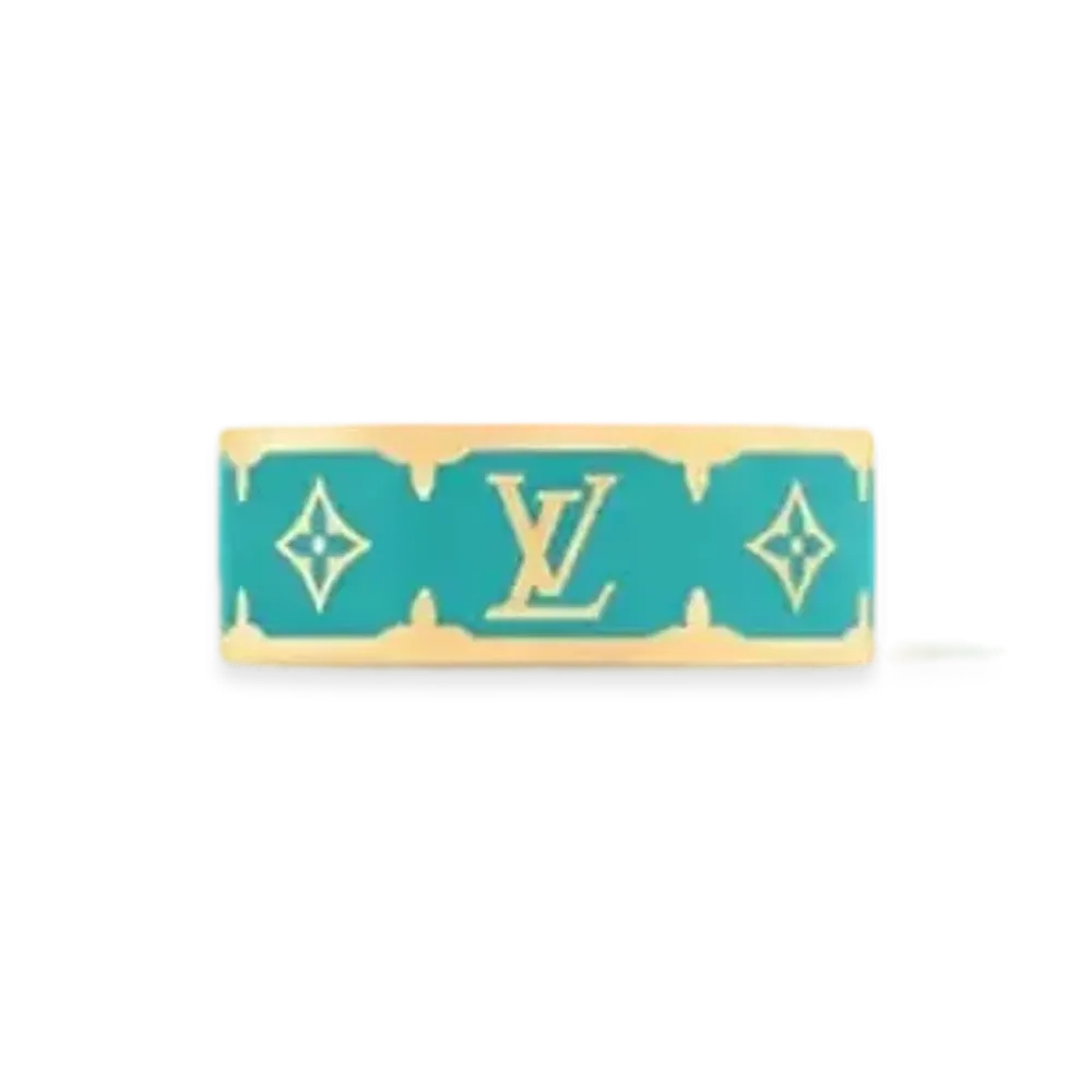 Louis Vuitton Nanogram Enamel Ring Monogram Pattern "Turquoise"