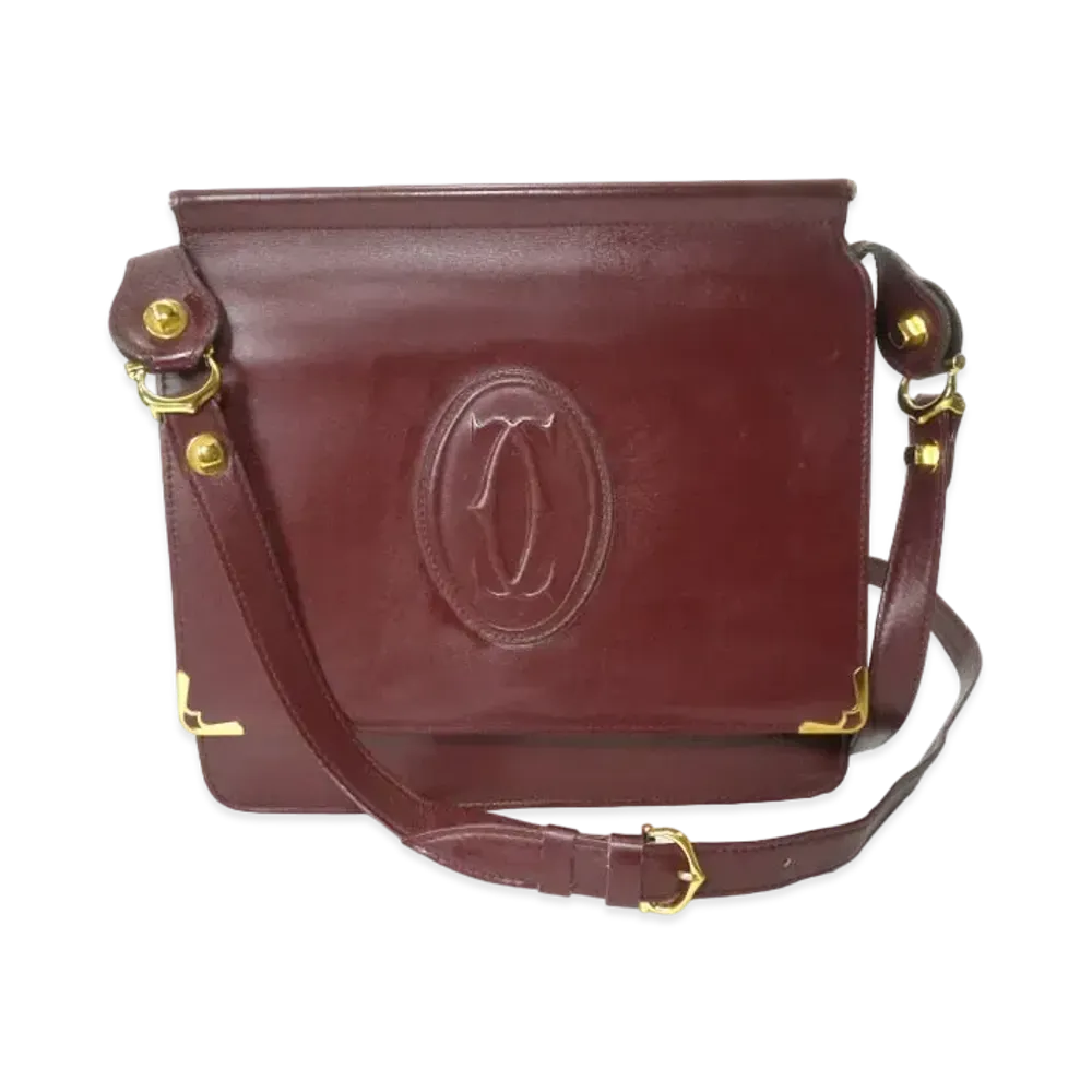 Cartier Must Line Big Logo Emboss Shoulder Bag "Bordeaux"