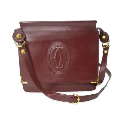 Cartier Must Line Big Logo Emboss Shoulder Bag "Bordeaux"