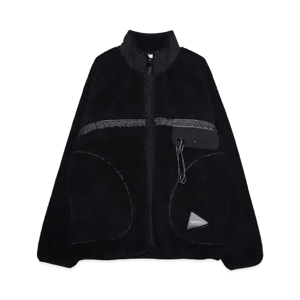 GRAMICCI x and wander JQ tape fleece jacket "BLACK"