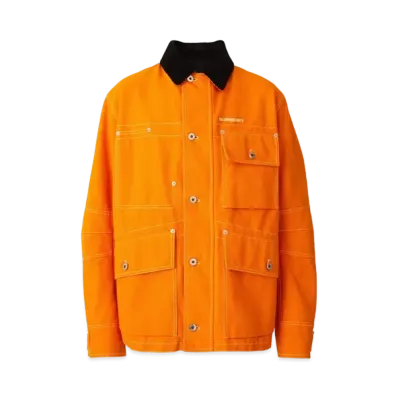 Burberry Men's Corduroy Collar Cotton Canvas Field Jacket "Orange"