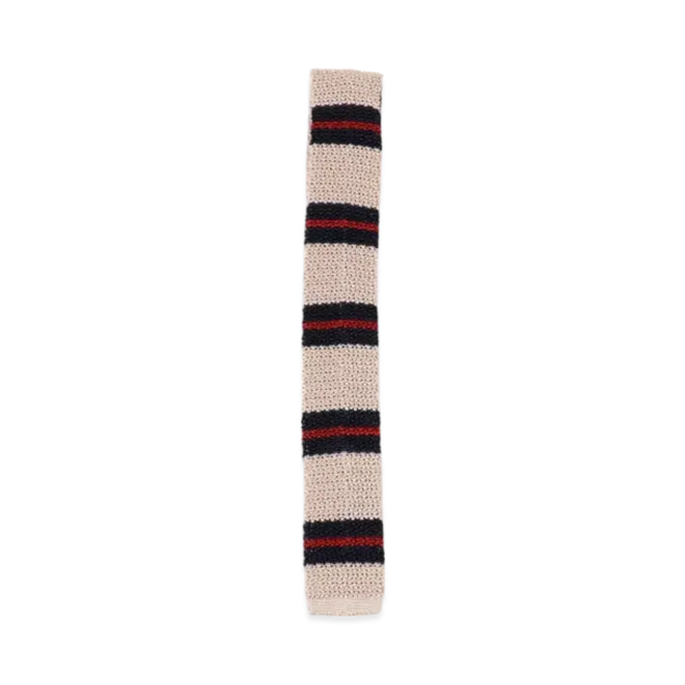 BEAMS Silk Knit Tie Stripe "OffWhite"