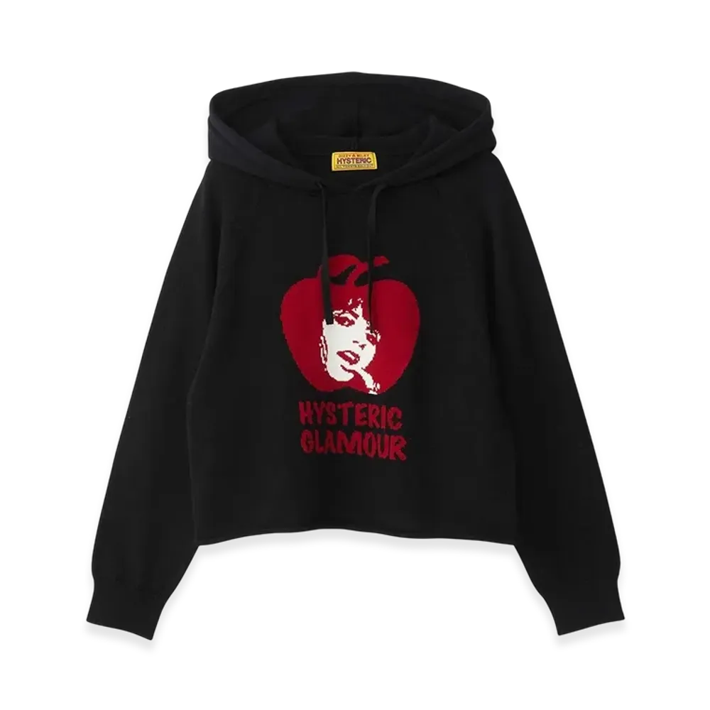 HYSTERIC GLAMOUR APPLE GIRL Knit Hoodie "Black"