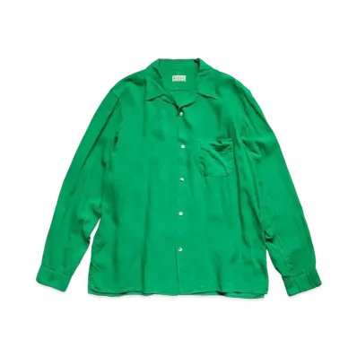 KAPITAL Soft Linen Open Collar Shirt "Green"