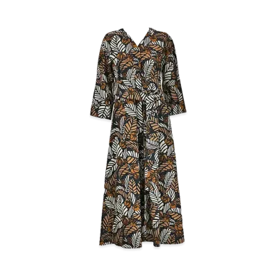 S Max Mara Women's Cotton Poplin Print Dress "Brown"