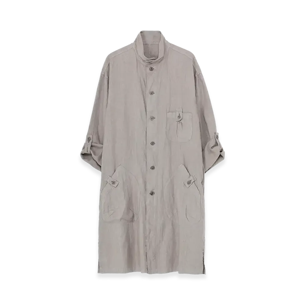 Yohji Yamamoto POUR HOMME Garment Dye Flax Shirt Coat "Gray"