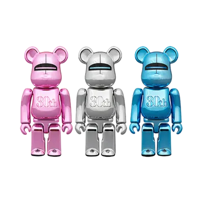MEDICOM TOY "BEARBRICK" Bearbrick Hajime Sorayama Medicom Toy 30Th Anniversary Model 100% Three-Piece Set