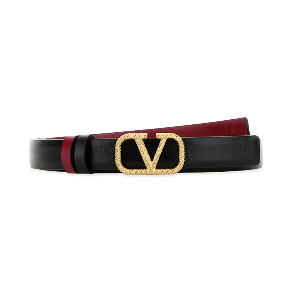 Valentino Women's Leather Reversible Vlogo Signature Belt "Black"