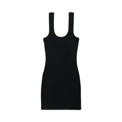 Alexander Wang Logo Rib-Knit Tank Mini Dress "Black"