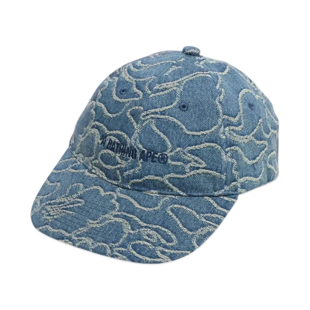 A BATHING APE Line Camo Jacquard Multi Logo Denim Cap "Light Indigo"