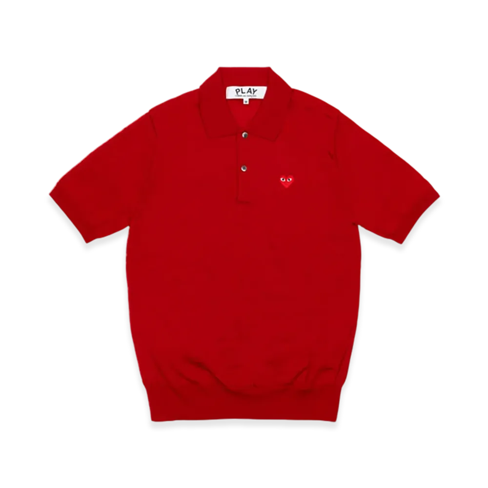 PLAY COMME des GARCONS Knitted Polo Shirt With Red Medium Emblem "Red"