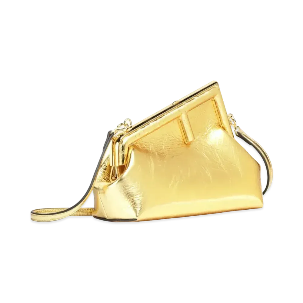 FENDI Fendi First Small Laminate Leather Bag "Gold"