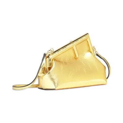 FENDI Fendi First Small Laminate Leather Bag "Gold"