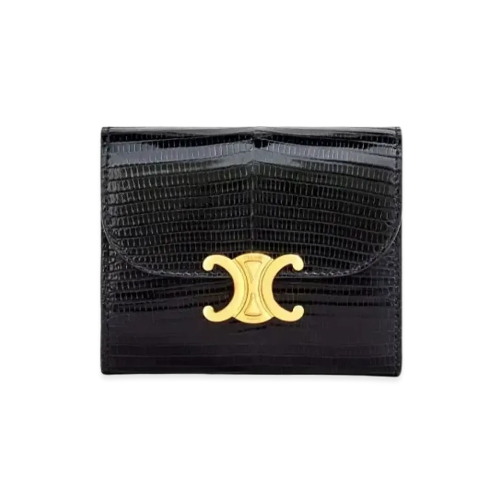 CELINE Small Triomphe Wallet In Lizard "Black"