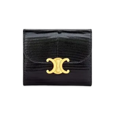 CELINE Small Triomphe Wallet In Lizard "Black"