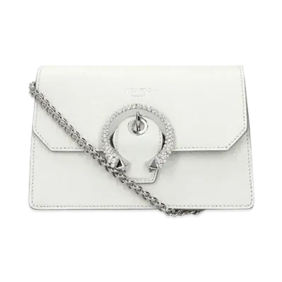 Jimmy Choo Madeline Crossbody Goat Leather Crossbody Bag With Crystal Buckle "Latte"
