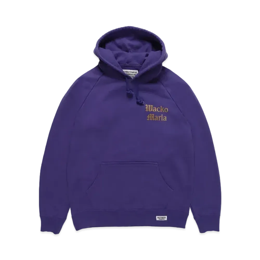 WACKO MARIA WASHED HEAVY WEIGHT PULL OVER HOODED SWEAT SHIRT "Purple"