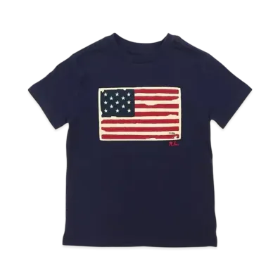 Polo Ralph Lauren Kids Flag Short Sleeve Cotton T-Shirt "Navy"