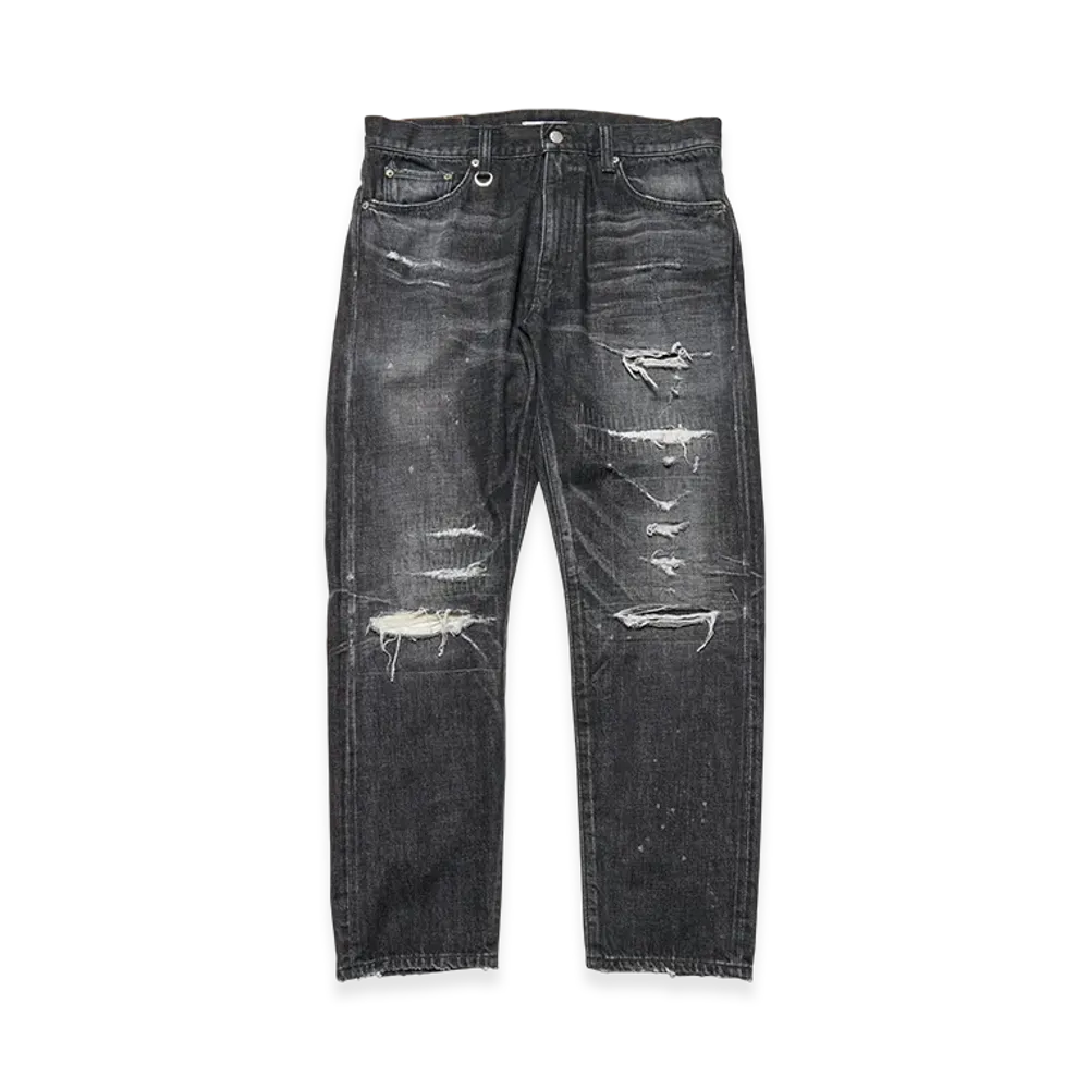 uniform experiment Damaged Denim Tapered-Fit Jeans "Black"