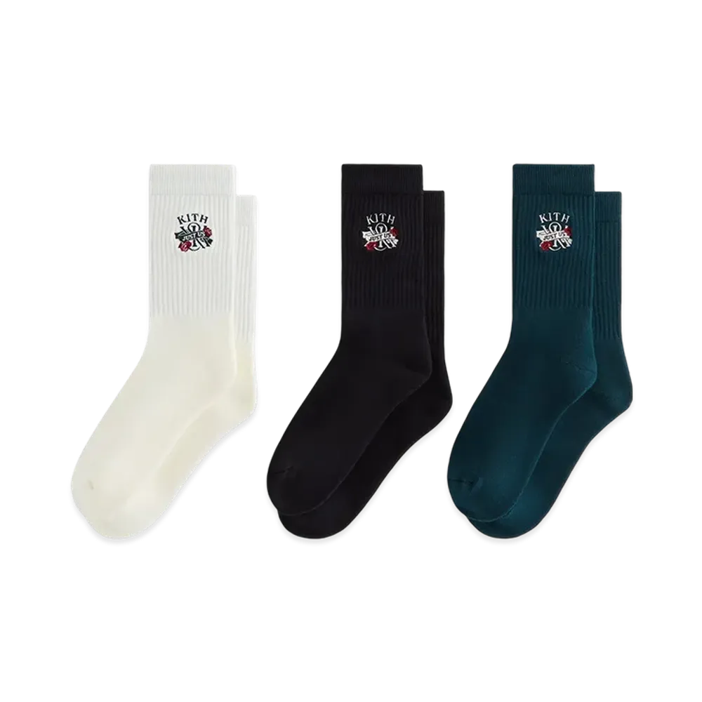 Kith Just Us 3-Pack Cotton Crew Socks "Multi"