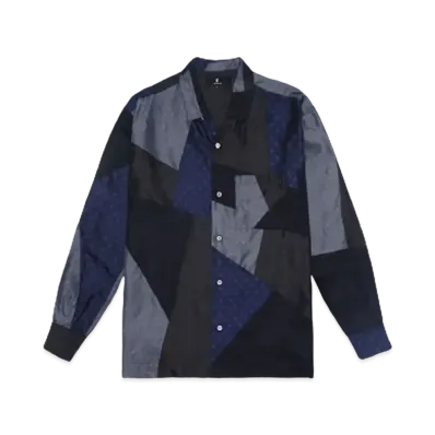 ANREALAGE PANEL PATCHWORK CUPRO SHIRT "NAVY"