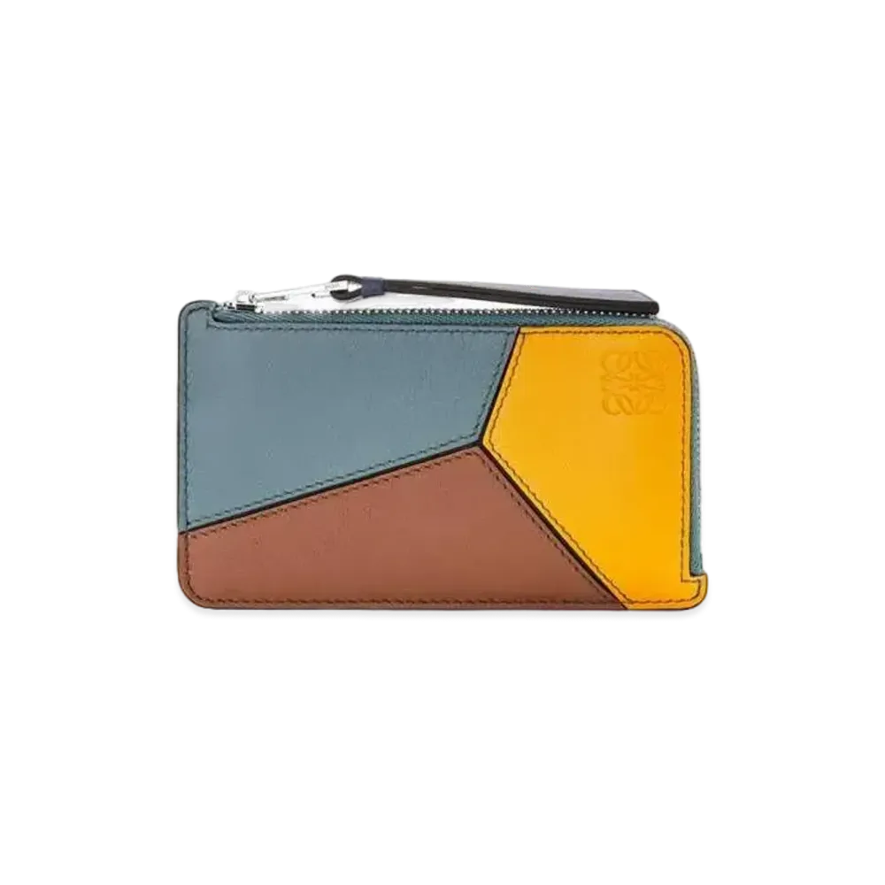 LOEWE Puzzle Coin Cardholder In Classic Calfskin "Yellow Mango/Tan"