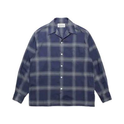 WACKO MARIA Check Open Collar Shirt "Navy"