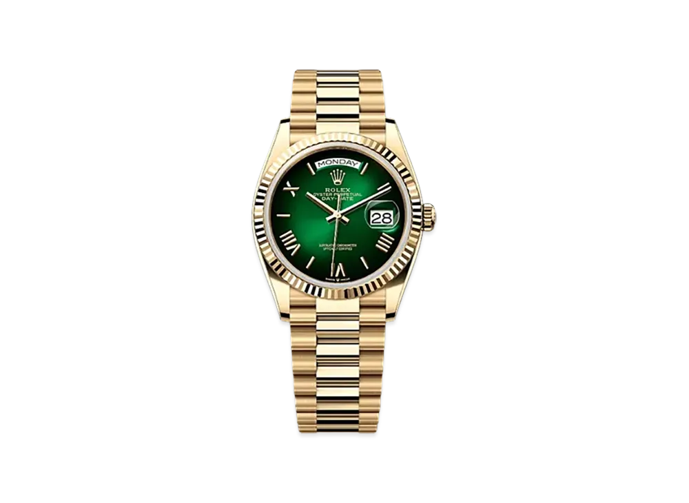 ROLEX Day-Date 36mm Yellow Gold 128238 "Green Ombre"
