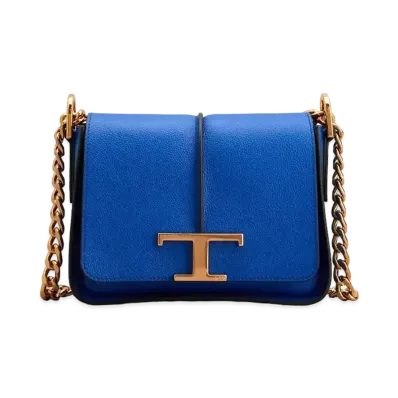 TOD'S T Timeles Leather Crossbody Bag Mini "Blue"