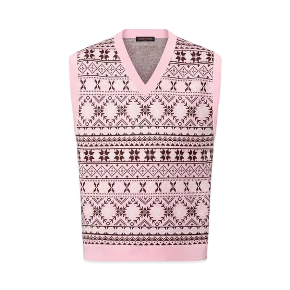 Tyler, The Creator x Louis Vuitton Fair Isle Jacquard Merino Wool Vest "Coral Blush"