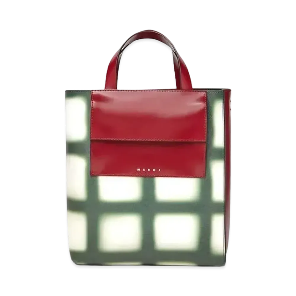 Marni MUSEO Bag In Check Design Saffiano Calfskin With External Pocket
