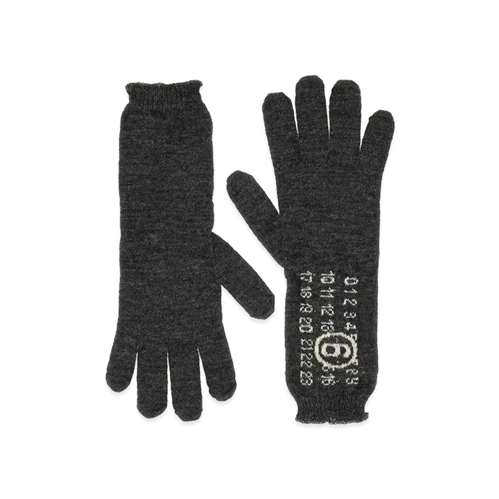 MM6 Maison Margiela Women's Numeric Signature Gloves "Dark Gray"