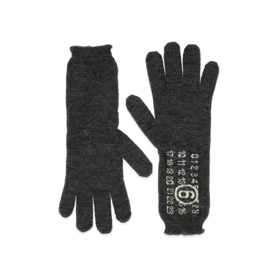 MM6 Maison Margiela Women's Numeric Signature Gloves "Dark Gray"