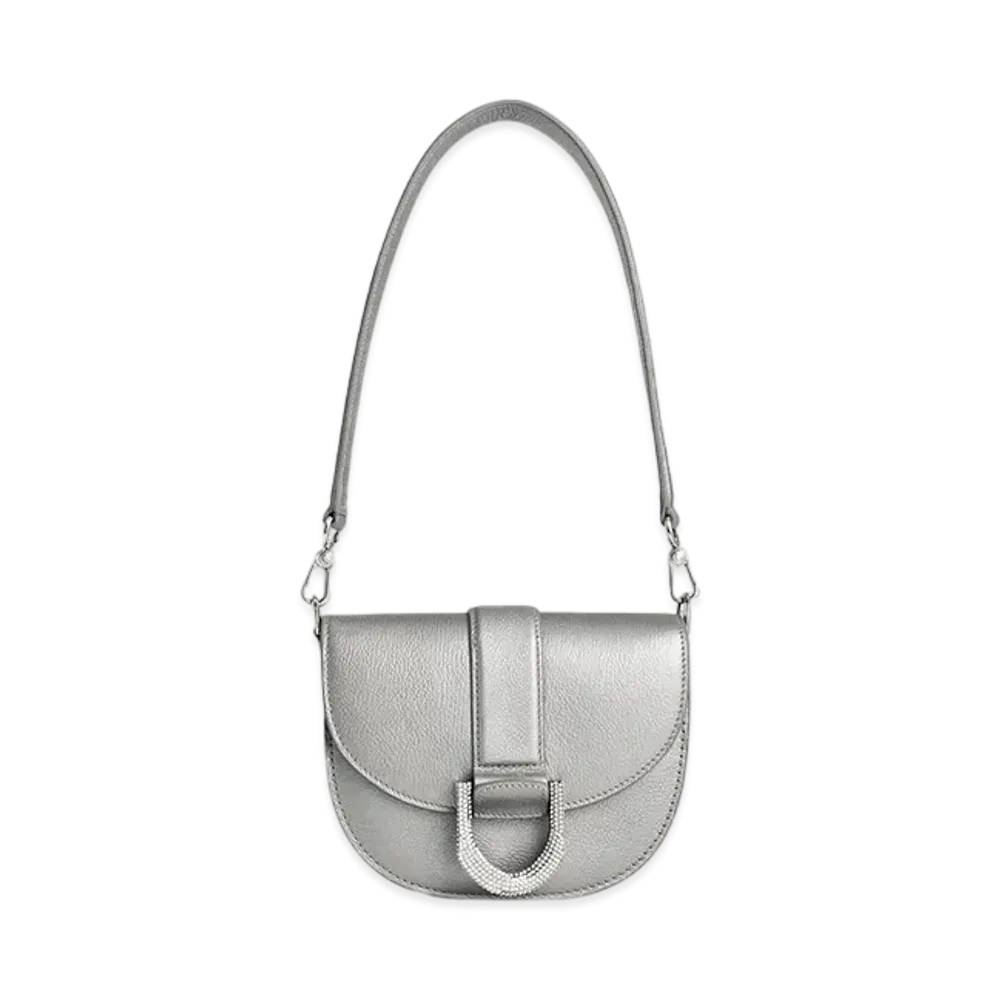 CHARLES & KEITH Gavine Ever Essence Leather Saddle Bag "Pewter"