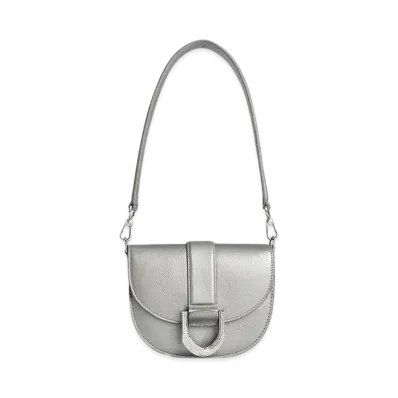 CHARLES & KEITH Gavine Ever Essence Leather Saddle Bag "Pewter"