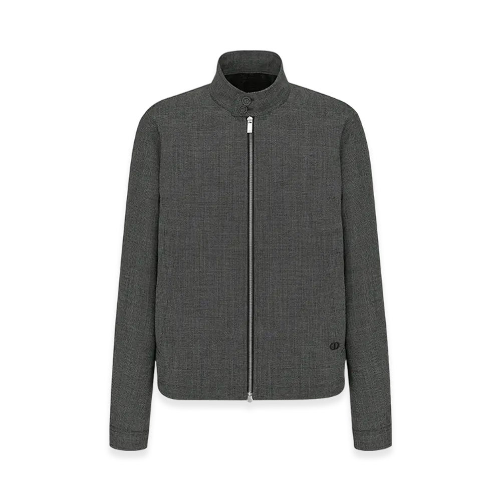 Dior Micro-Houndstooth Harrington-Shaped Blouson "Gray"