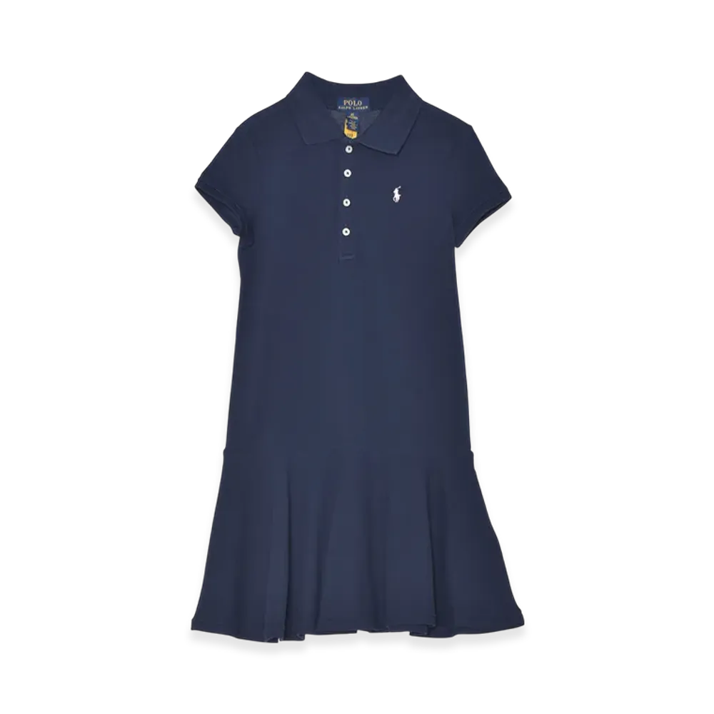 Polo Ralph Lauren Stretch Cotton Mesh Polo Dress Kids "Refined Navy"